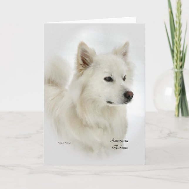American Eskimo Dog Art Gifts Card (Front)