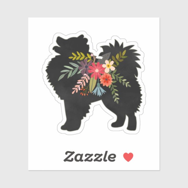 American Eskimo Dog Boho Floral Silhouette (Sheet)