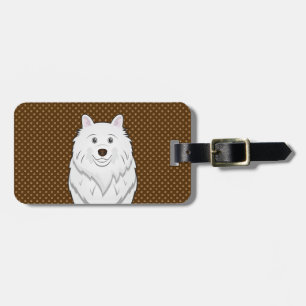 American Eskimo Dog Cartoon Paws Luggage Tag