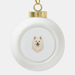 American Eskimo Dog Ceramic Ball Christmas Ornament