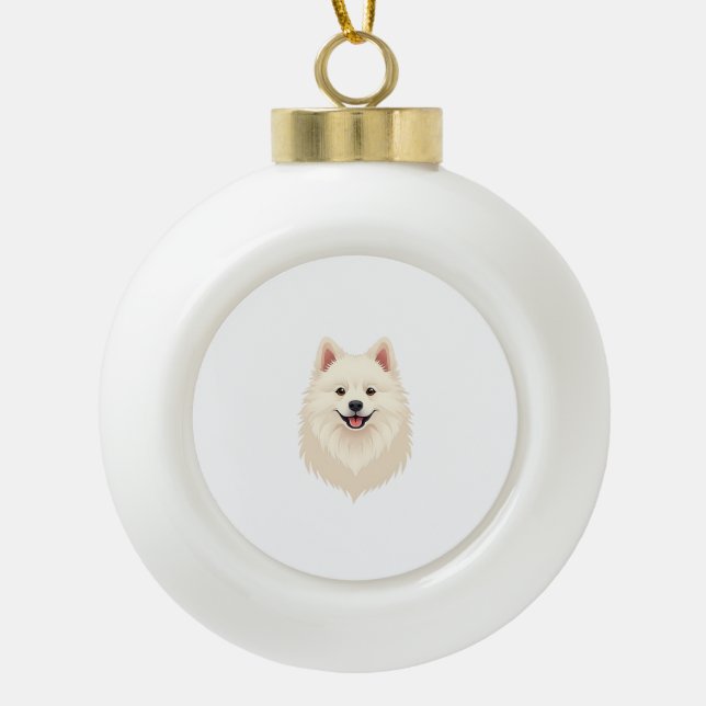 American Eskimo Dog Ceramic Ball Christmas Ornament (Front)