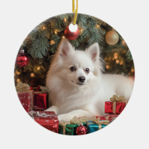 American Eskimo Dog Christmas Ceramic Tree Decoration