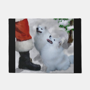 American Eskimo Dog Christmas   Doormat