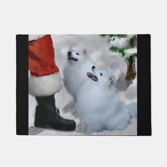 American Eskimo Dog Christmas   Doormat (Front)