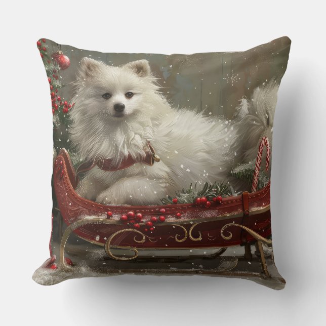 American Eskimo Dog Christmas Festive  Cushion (Front)