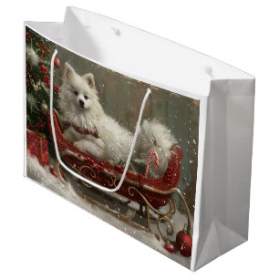 American Eskimo Dog Christmas Festive Large Gift Bag