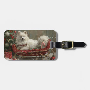 American Eskimo Dog Christmas Festive Luggage Tag