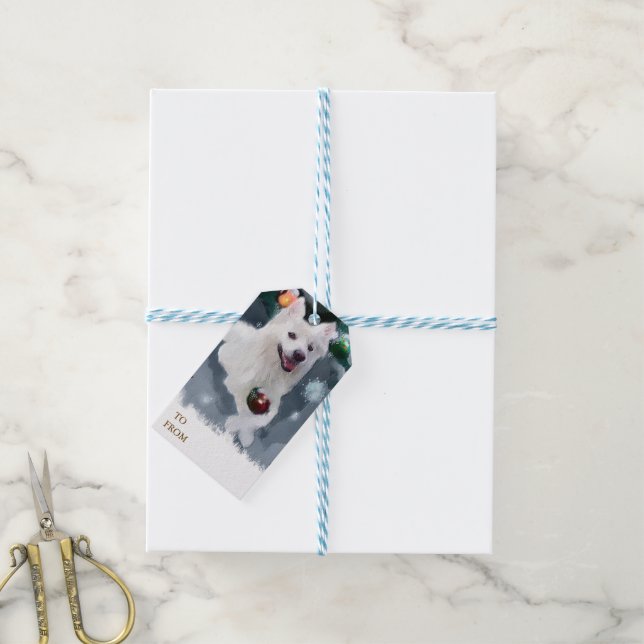 American Eskimo Dog Christmas Gift Tags (With Twine)