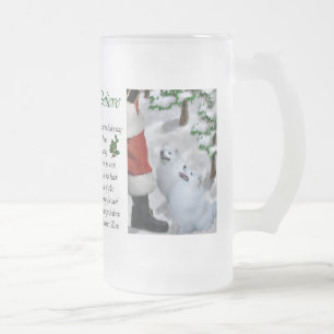 American Eskimo Dog Christmas Gifts Frosted Glass Beer Mug