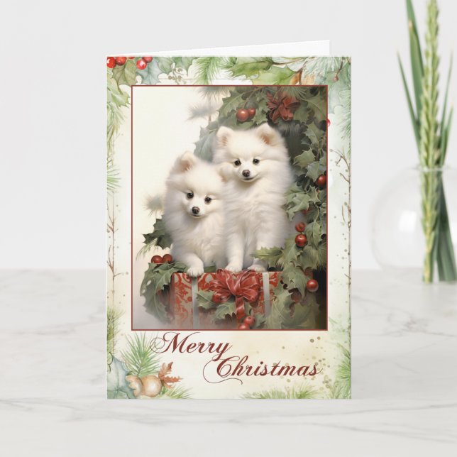 American Eskimo Dog Christmas Holiday Card (Front)