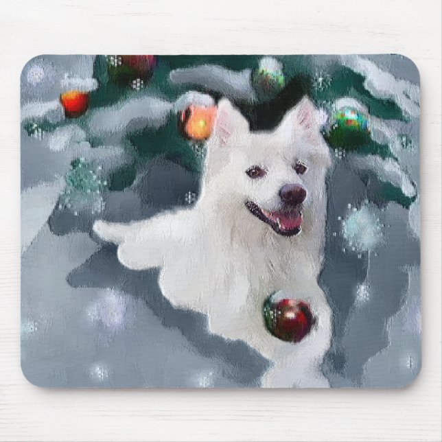 American Eskimo Dog Christmas Mouse Mat (Front)