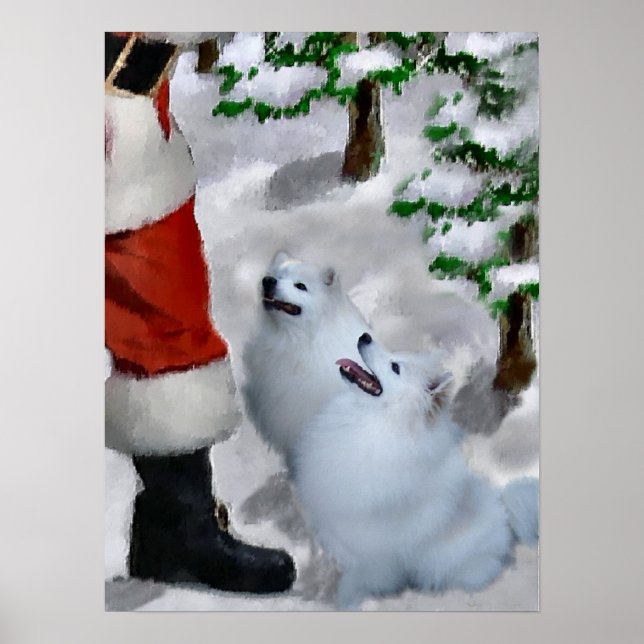 American Eskimo Dog Christmas Poster (Front)