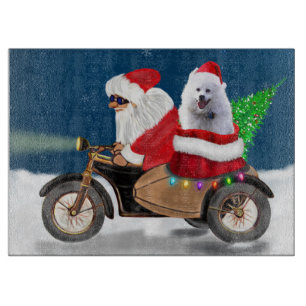 American Eskimo Dog Christmas Santa Claus Cutting Board