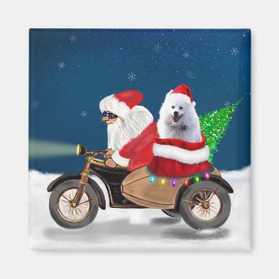 American Eskimo Dog Christmas Santa Claus Magnet