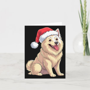American Eskimo Dog Christmas Santa Hat Pet Dog Lo Card