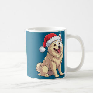 American Eskimo Dog Christmas Santa Hat Pet Dog Lo Coffee Mug