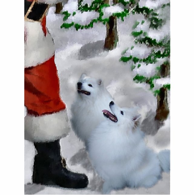 American Eskimo Dog Christmas Standing Photo Sculpture (Front)