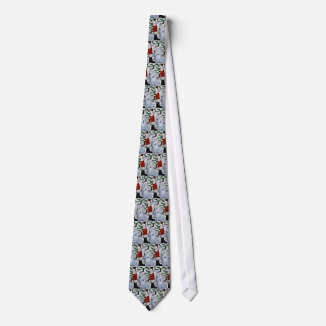 American Eskimo Dog Christmas Tie (Front)