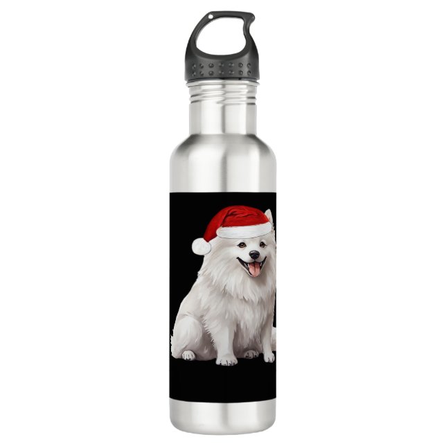 American Eskimo Dog Christmas Tree Dog Puppy Water 710 Ml Water Bottle (Front)