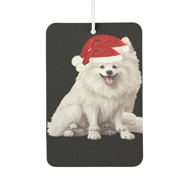 American Eskimo Dog Christmas Tree Dog Puppy Water Car Air Freshener (Front)