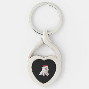 American Eskimo Dog Christmas Tree Dog Puppy Water Key Ring