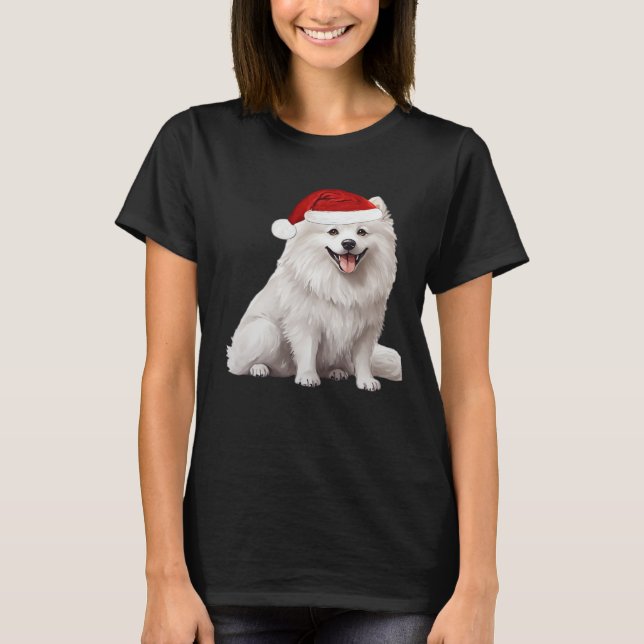 American Eskimo Dog Christmas Tree Dog Puppy Water T-Shirt (Front)