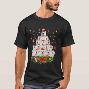American Eskimo Dog Christmas Tree Lights Puppy Do T-Shirt