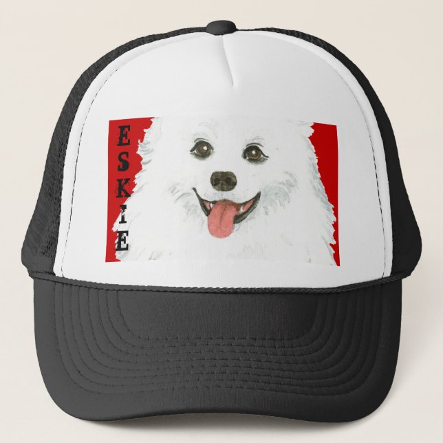 American Eskimo Dog Color Block Trucker Hat (Front)