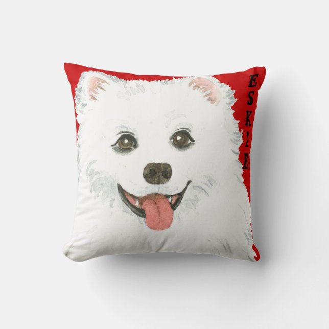 American Eskimo Dog Colour Block Cushion (Front)