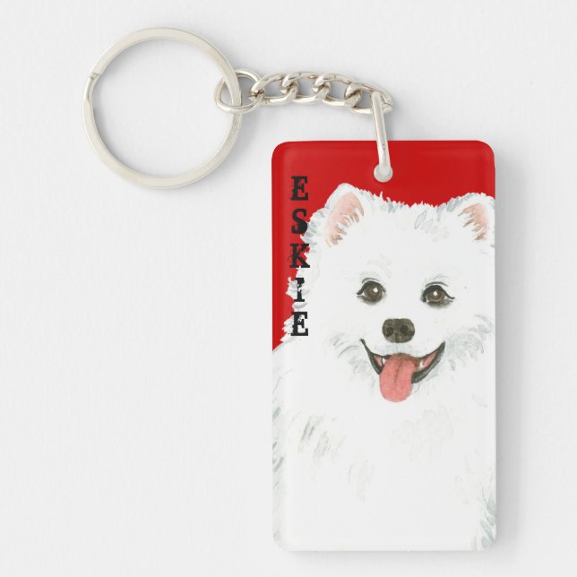 American Eskimo Dog Colour Block Key Ring (Front)