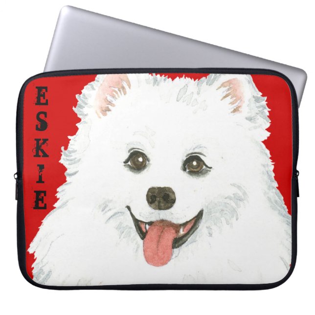 American Eskimo Dog Colour Block Laptop Sleeve (Front)