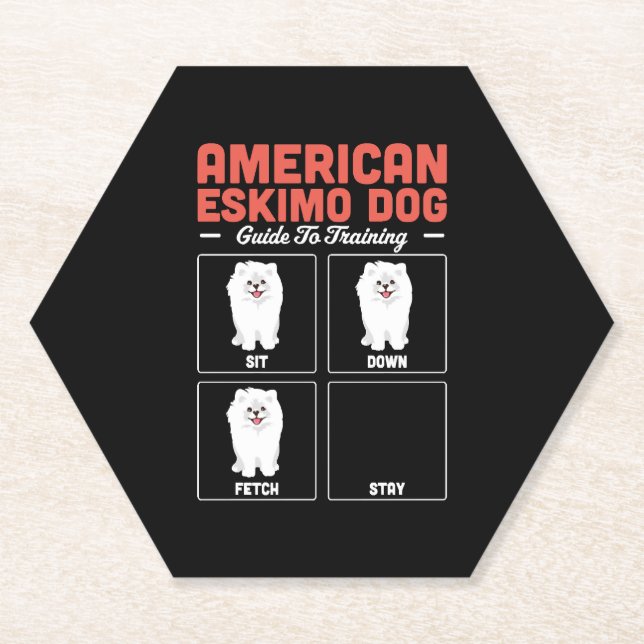 American Eskimo Dog Guide To Training Paper Coaster (Front)