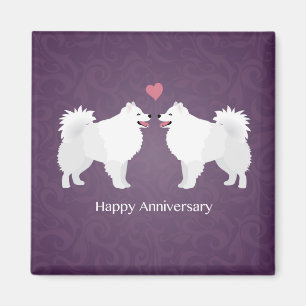 American Eskimo Dog Happy Anniversary Design Magnet