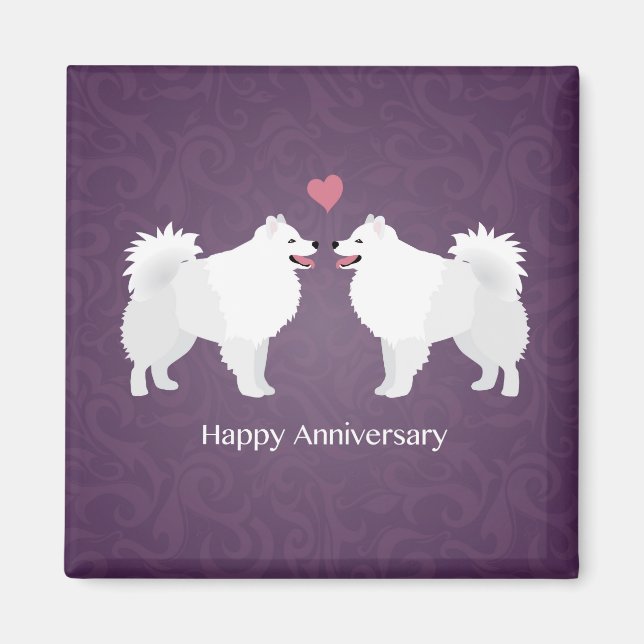 American Eskimo Dog Happy Anniversary Design Magnet (Front)