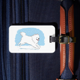 American Eskimo Dog - Happy Eskie Holiday Luggage Tag