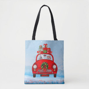 American Eskimo Dog In Car With Santa Clause Tote Bag