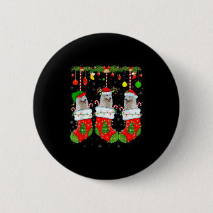 American Eskimo Dog In Christmas Socks Funny Dog L 6 Cm Round Badge