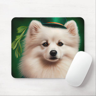 American Eskimo dog in St. Patrick's Day Dress Mouse Mat