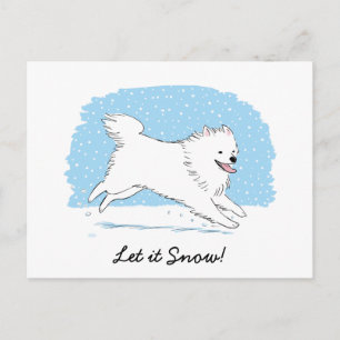 American Eskimo Dog Let it Snow Eskie Holiday Postcard