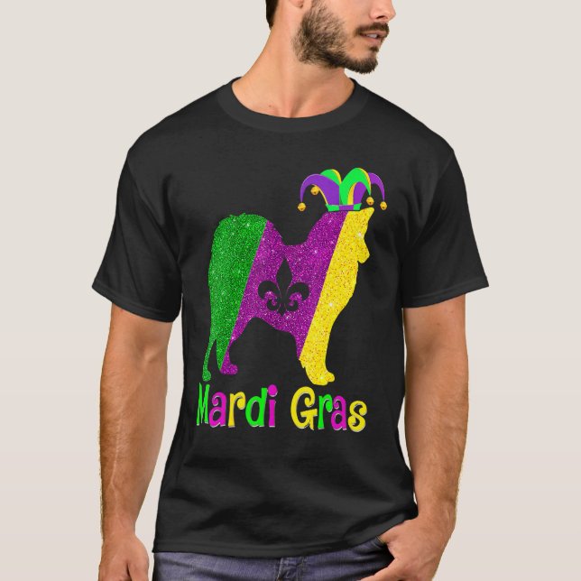 American Eskimo Dog Lover Mardi Gras Carnival Jest T-Shirt (Front)
