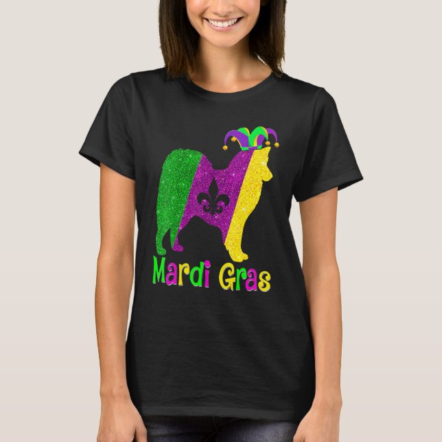 American Eskimo Dog Lover Mardi Gras Carnival Jest T-Shirt (Front)
