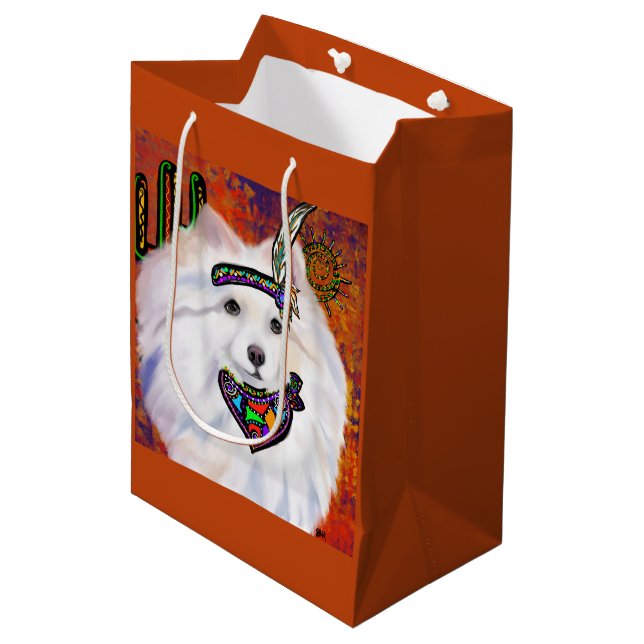 American Eskimo Dog  Medium Gift Bag (Front Angled)