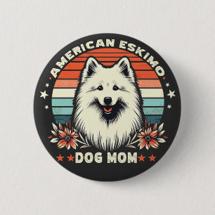 American Eskimo Dog Mum in Vintage Serenity 6 Cm Round Badge