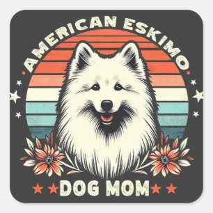 American Eskimo Dog Mum in Vintage Serenity Square Sticker