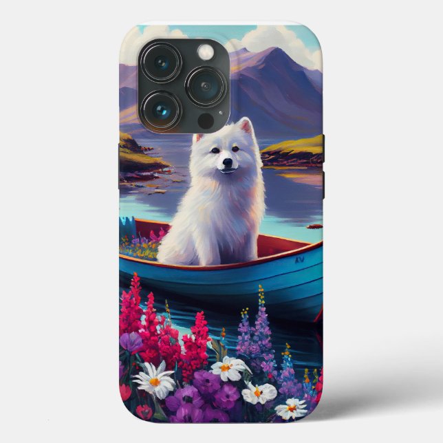 American Eskimo Dog on Paddle: A Scenic Adventure Case-Mate iPhone Case (Back)