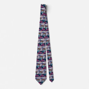American Eskimo Dog on Paddle: A Scenic Adventure Tie