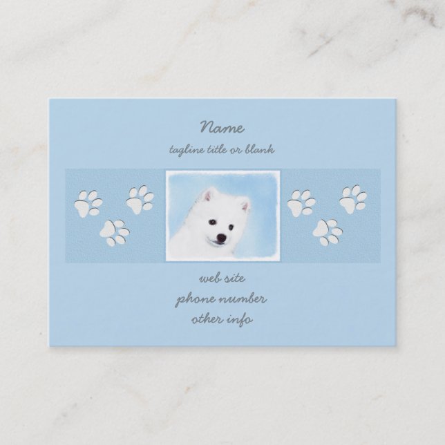 American Eskimo Dog Painting - Original Dog Art Business Card (Front)