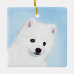American Eskimo Dog Painting - Original Dog Art Ceramic Ornament