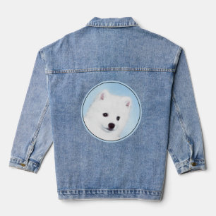 American Eskimo Dog Painting - Original Dog Art Denim Jacket