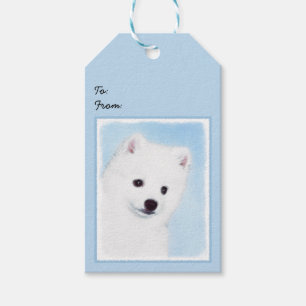 American Eskimo Dog Painting - Original Dog Art Gift Tags